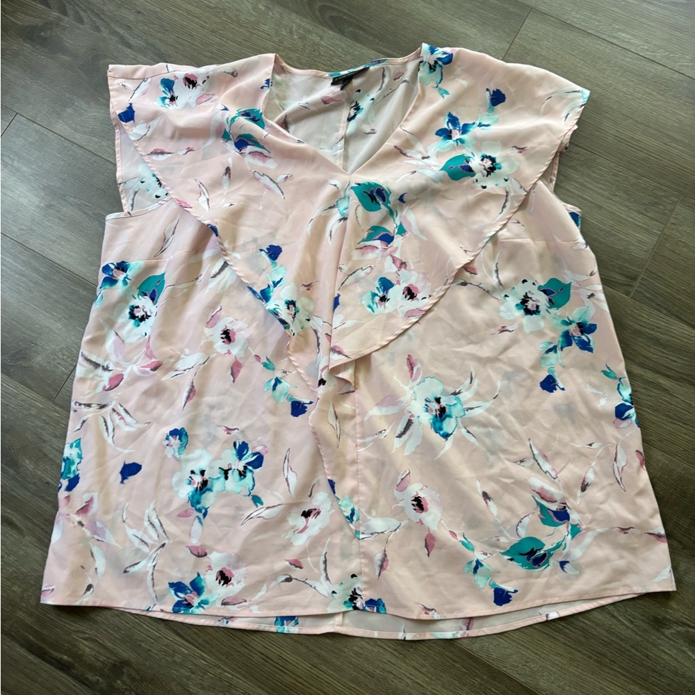 Lane Bryant Floral Blouse - Pink and Blue